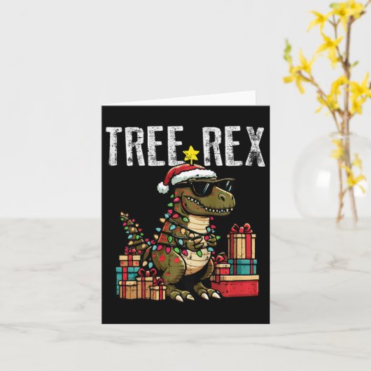 Kinder Kerst Dinosaurus Tree Rex Xmas Trex Peuter Kaart (Gele Bloem)