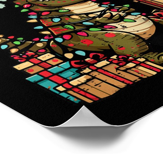 Kinder Kerst Dinosaurus Tree Rex Xmas Trex Peuter Poster (Hoek)