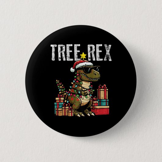 Kinder Kerst Dinosaurus Tree Rex Xmas Trex Peuter Ronde Button 5,7 Cm (Voorkant)