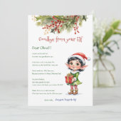 Kinder kerst elf meisje vaarwel brief Kaart (Staand voorkant)