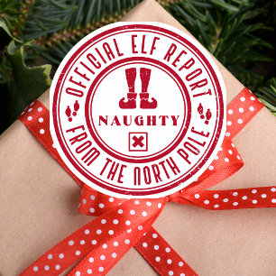 Kinder kerst elf ondeugend ronde sticker