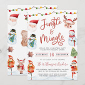 Kinder kerst feestuitnodiging kaart (Voorkant / Achterkant)