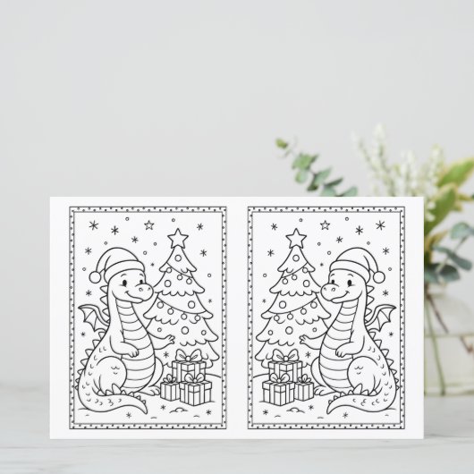 Kinder Kerst Kleurplaat Baby Dinosaurus (Staand voorkant)