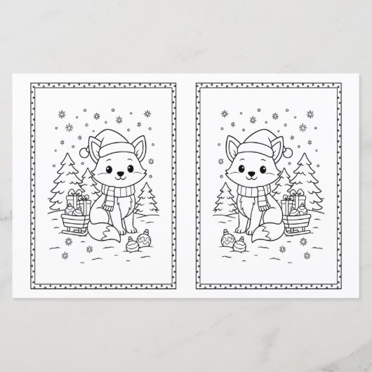 Kinder Kerst Kleurplaat Baby Fox (Voorkant)