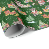Kinder Kerst Schattigee Feestdieren Beer Cadeaupapier (Rol Hoek)