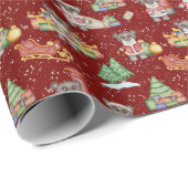 Kinder Kerst Schattigee Feestdieren Beer Cadeaupapier (Rol Hoek)