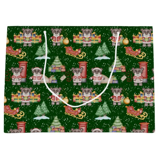 Kinder Kerst Schattigee Feestdieren Beer Groot Cadeauzakje (Voorkant)