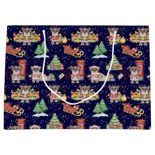 Kinder Kerst Schattigee Feestdieren Beer Groot Cadeauzakje (Voorkant)