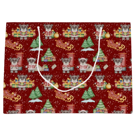 Kinder Kerst Schattigee Feestdieren Beer Groot Cadeauzakje (Voorkant)