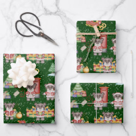 Kinder Kerst Schattigee Feestdieren Beer Inpakpapier Vel
