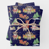 Kinder Kerst Schattigee Feestdieren Beer Inpakpapier Vel (In situ)