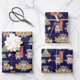 Kinder Kerst Schattigee Feestdieren Beer Inpakpapier Vel