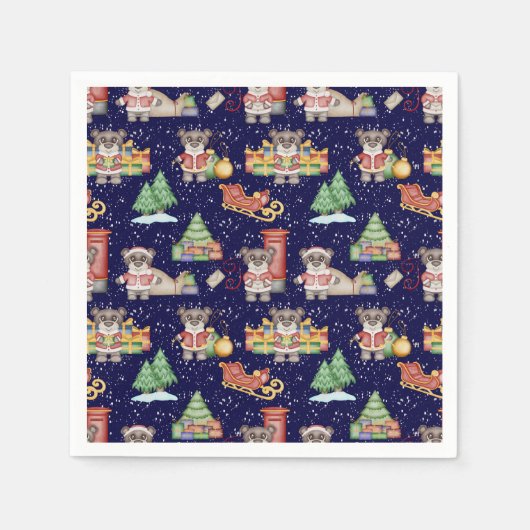 Kinder Kerst Schattigee Feestdieren Beer Servet (Voorkant)