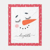 Kinder Kerst Sneeuwman Gepersonaliseerde Naam Fleece Deken (Voorkant)