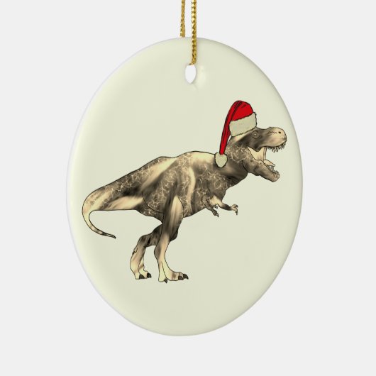 Kinder Kerst T-Rex Dinosaur Santa Keramisch Ornament (Rechts)