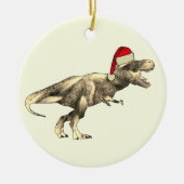 Kinder Kerst T-Rex Dinosaur Santa Keramisch Ornament (Voorkant)