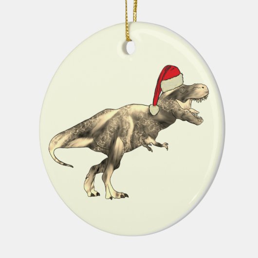 Kinder Kerst T-Rex Dinosaur Santa Keramisch Ornament (Links)