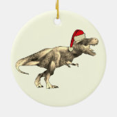 Kinder Kerst T-Rex Dinosaur Santa Keramisch Ornament (Achterkant)