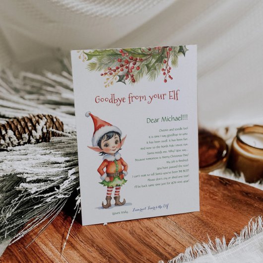 Kinder kerstafscheid van je elfbrief kaart