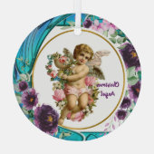 Kinder kerstangel Paars Glas in lood Wreath G Glas Ornament (Achterkant)