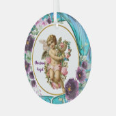 Kinder kerstangel Paars Glas in lood Wreath G Glas Ornament (Voorkant links)