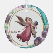 Kinder kerstangel Paars Glas in lood Wreator Glas Ornament (Voorkant)