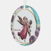 Kinder kerstangel Paars Glas in lood Wreator Glas Ornament (Voorkant links)