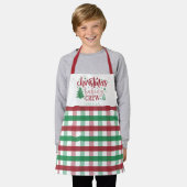 Kinder kerstbakbemanningsnaam Plaid Matching Schort (Gedragen)