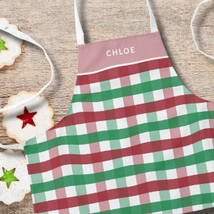 Kinder Kerstbaknaam Matching Plaid Schort