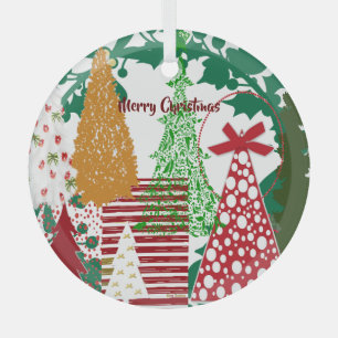 Kinder kerstbomen met rode groene gouden kleuren glas ornament