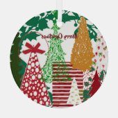 Kinder kerstbomen met rode groene gouden kleuren glas ornament (Achterkant)