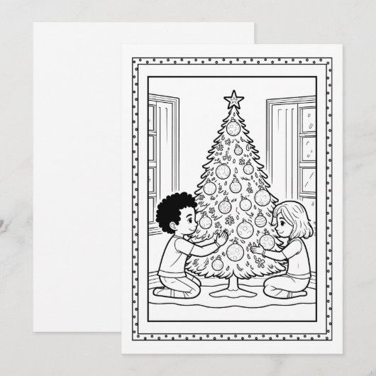 Kinder kerstboom kleuren Flat Note Kaart (Voorkant / Achterkant)