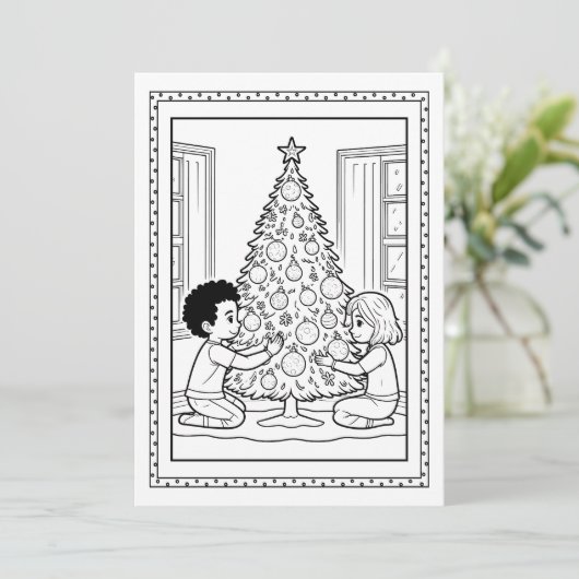 Kinder kerstboom kleuren Flat Note Kaart (Staand voorkant)