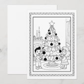 Kinder kerstboom kleuren Flat Note Kaart (Voorkant / Achterkant)