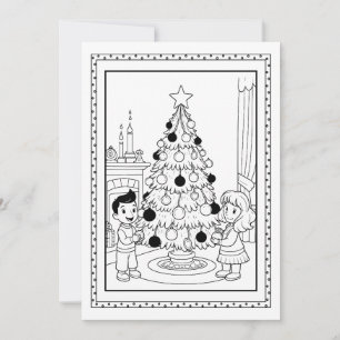 Kinder kerstboom kleuren Flat Note Kaart