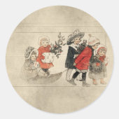  kinder kerstboom ronde sticker (Voorkant)