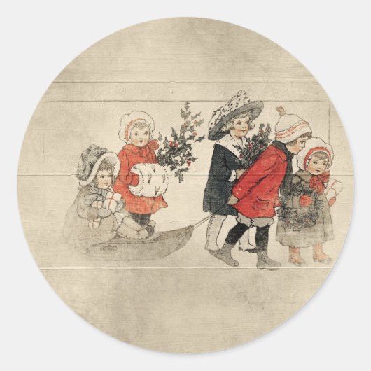 kinder kerstboom ronde sticker (Voorkant)