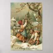 Kinder kerstboomversiering buiten poster (Voorkant)