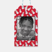 Kinder kerstcadeaufoto op maat van Snowman Cadeaulabel (Voorkant)
