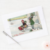 Kinder kerstcadeaus bezorgen rechthoekige sticker (Envelop)