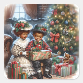  Kinder kerstcadeaus Vierkante Sticker