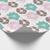 Kinder kerstdonuts Doodle Pink Cadeaupapier (Hoek)