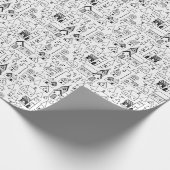 Kinder kerstdorp Whimsical Black & White Cadeaupapier (Hoek)