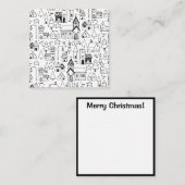 Kinder kerstdorp Whimsical Black & White Notitiekaartje (Voorkant / Achterkant)