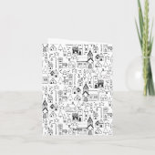 Kinder kerstdorp Whimsical Black & White Notitiekaartje (Achterkant)
