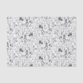 Kinder kerstdorp Whimsical Black & White Tissuepapier (Voorkant)