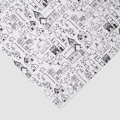 Kinder kerstdorp Whimsical Black & White Tissuepapier (Detail)