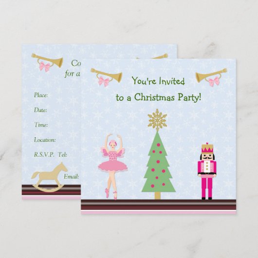 Kinder kerstfeest - boom, ballerina, Nutkraker Kaart (Voorkant / Achterkant)