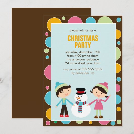 Kinder kerstfeestdag en Snowman Kaart (Voorkant / Achterkant)