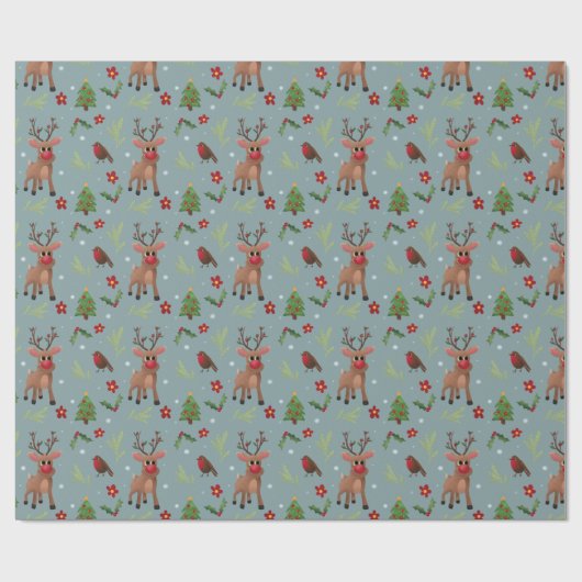Kinder kerstfeestdag met rudolph Reindeer Pattern Cadeaupapier (Vlak)
